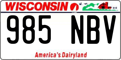WI license plate 985NBV