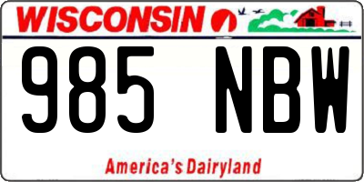 WI license plate 985NBW