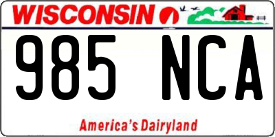 WI license plate 985NCA