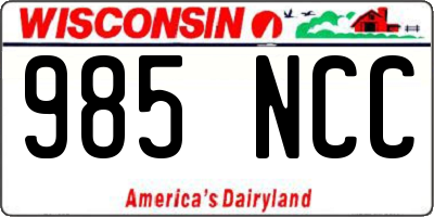 WI license plate 985NCC