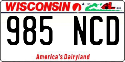 WI license plate 985NCD