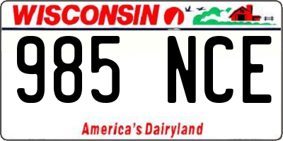 WI license plate 985NCE
