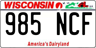 WI license plate 985NCF