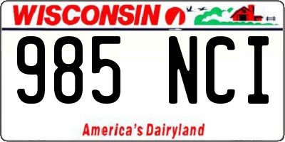 WI license plate 985NCI