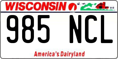WI license plate 985NCL