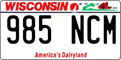 WI license plate 985NCM