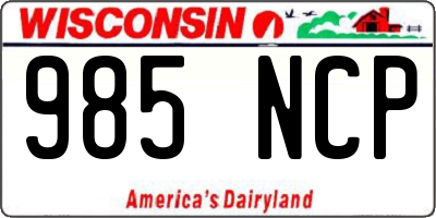 WI license plate 985NCP