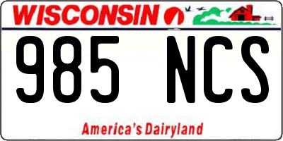 WI license plate 985NCS