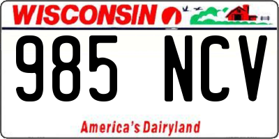 WI license plate 985NCV