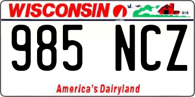 WI license plate 985NCZ