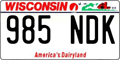 WI license plate 985NDK