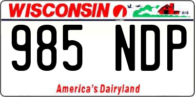 WI license plate 985NDP