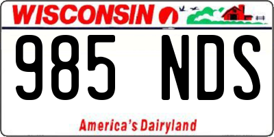 WI license plate 985NDS