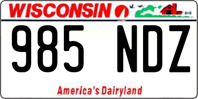 WI license plate 985NDZ