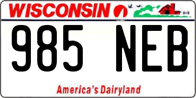 WI license plate 985NEB