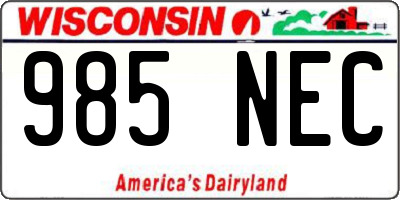 WI license plate 985NEC