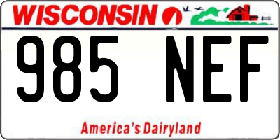 WI license plate 985NEF