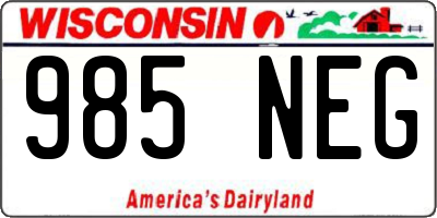 WI license plate 985NEG