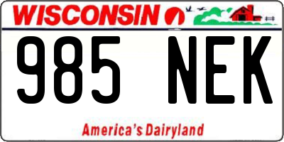 WI license plate 985NEK