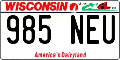 WI license plate 985NEU