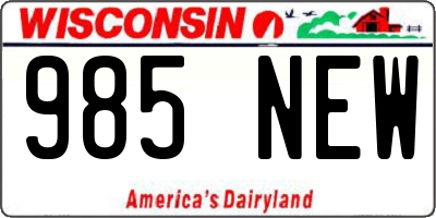 WI license plate 985NEW
