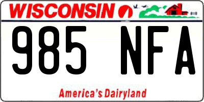 WI license plate 985NFA