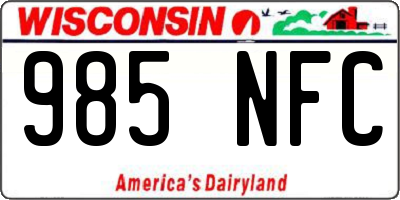 WI license plate 985NFC