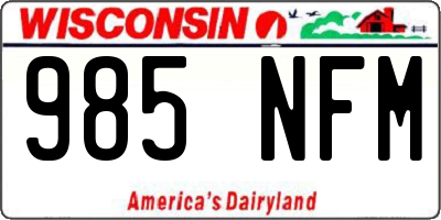 WI license plate 985NFM