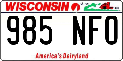 WI license plate 985NFO