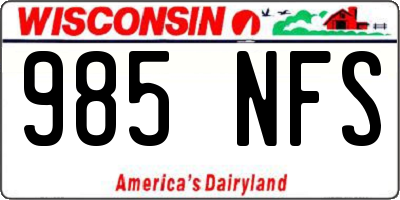 WI license plate 985NFS