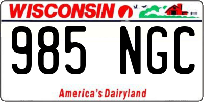 WI license plate 985NGC