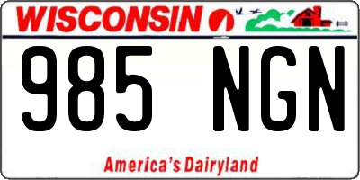 WI license plate 985NGN