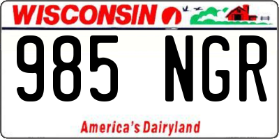WI license plate 985NGR