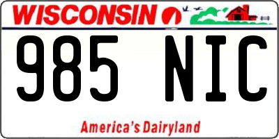 WI license plate 985NIC