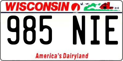 WI license plate 985NIE