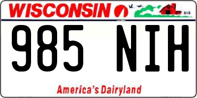 WI license plate 985NIH