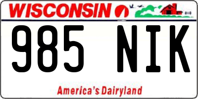 WI license plate 985NIK