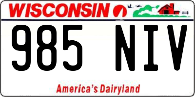 WI license plate 985NIV