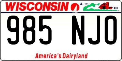 WI license plate 985NJO