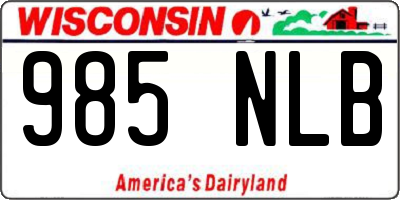 WI license plate 985NLB