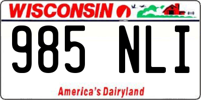 WI license plate 985NLI