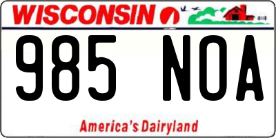 WI license plate 985NOA