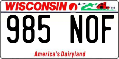 WI license plate 985NOF