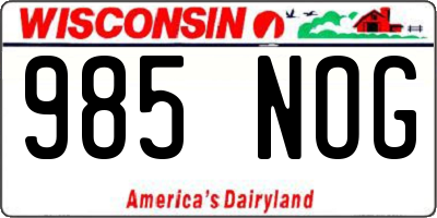 WI license plate 985NOG