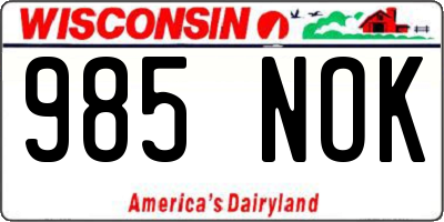 WI license plate 985NOK
