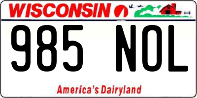 WI license plate 985NOL