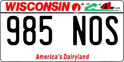 WI license plate 985NOS