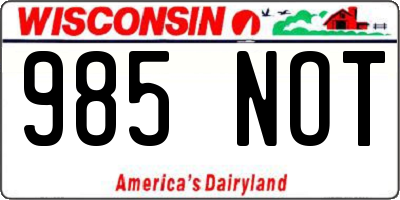 WI license plate 985NOT