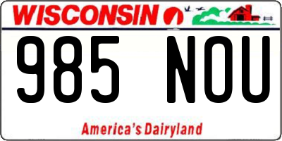 WI license plate 985NOU