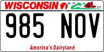 WI license plate 985NOV